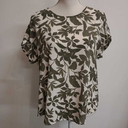 GREEN/WHITE SHORT SLEEVE BLOUSE