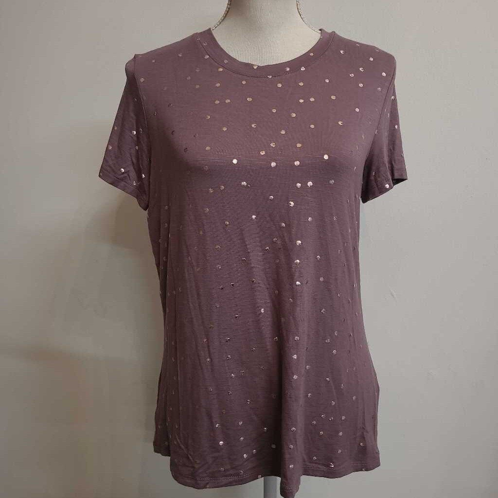 MAUVE T SHIRT WITH DOTS