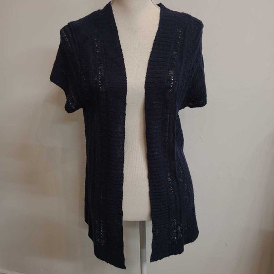 NAVY SLEEVELESS OPEN CARDIGAN