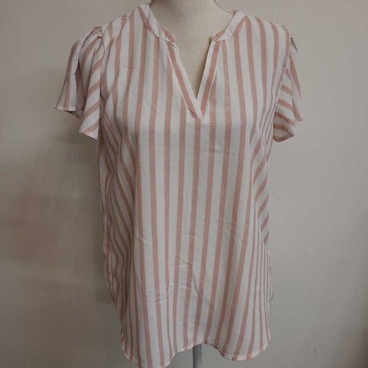 STRIPED RUFFLED SLEEVE BLOUSE