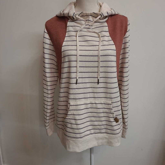 BEIGE STRIPED LIGHTWEIGHT HOODIE