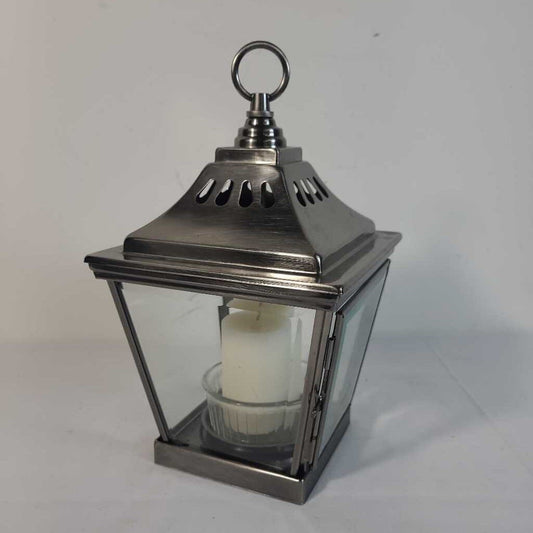 SILVER LANTERN W/CANDLE