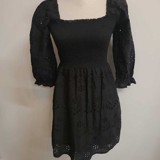 BLACK EYELET DRESS