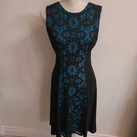 BLACK & TEAL SLEEVELESS DRESS