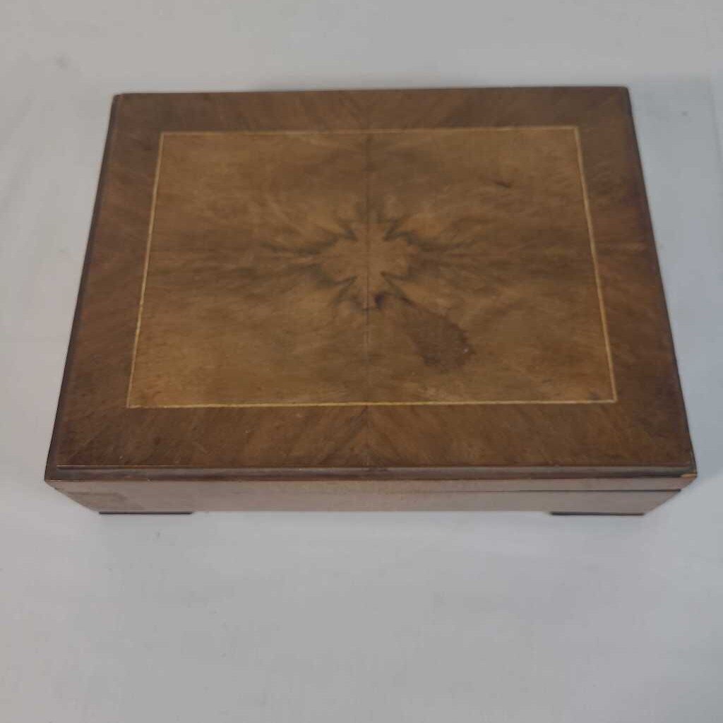 BUTTERFLY INLAY WOOD BOX W/ MIRROR