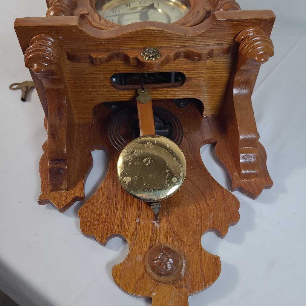 VTG GINGERBREAD OAK WALL CLOCK