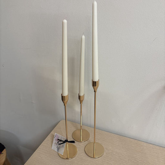 3pc Gold Tapper Candles