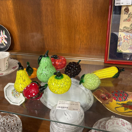 Hand Blown Glass Fruit Set of 9