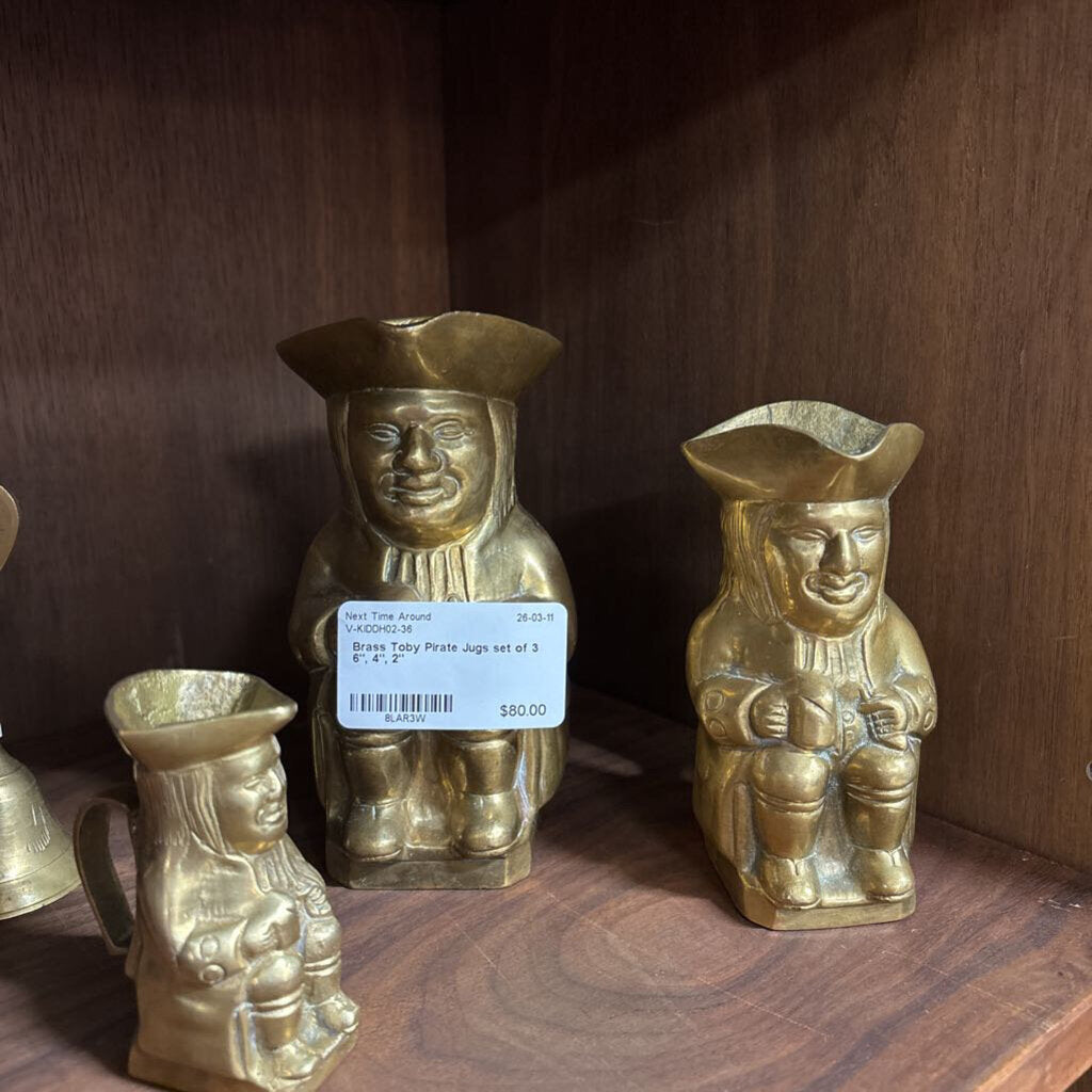 Brass Toby Pirate Jugs set of 3
