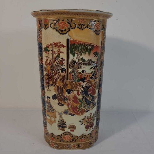 VTG JAPANESE SATSUMA HAND PAINTED CERAMIC VASE