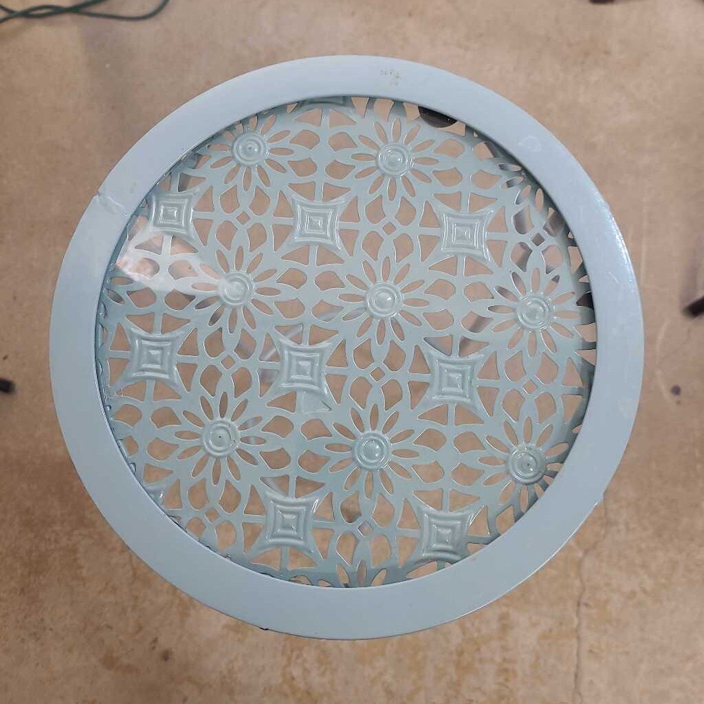 BLUE PLANT STAND W/FLORAL DESIGN