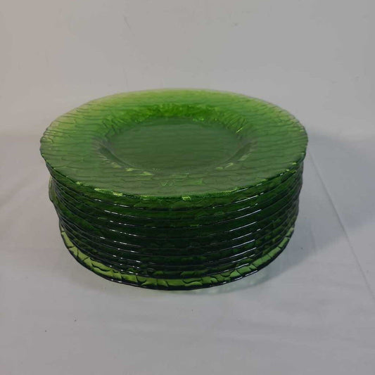 S/11 GREEN GLASS PLATES