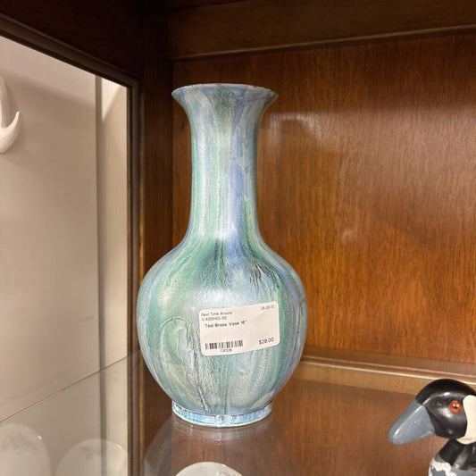 Teal Brass Vase