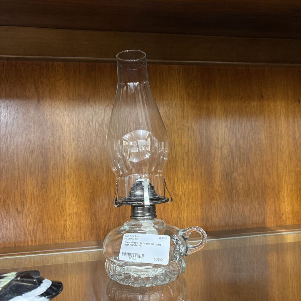 Clear Glass Hurricane Oil Lamp with Handle