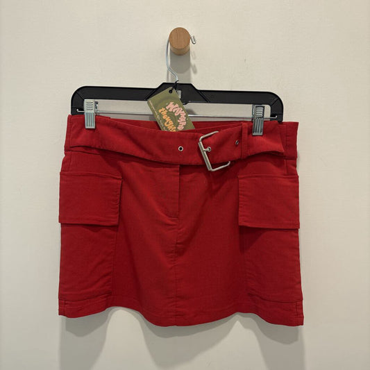 DEI -RED MINI SKIRT WITH BUILT IN BELT