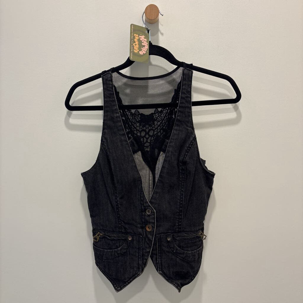 PARASUCO DENIM VEST WITH LACE BACK