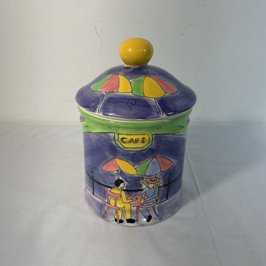 BLUE/ YELLOW CAFE CANISTER