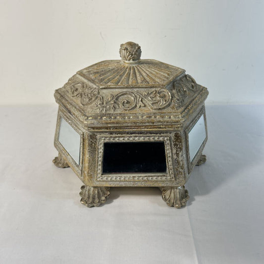 AGED GOLD MIRRORED LIDDED DISH