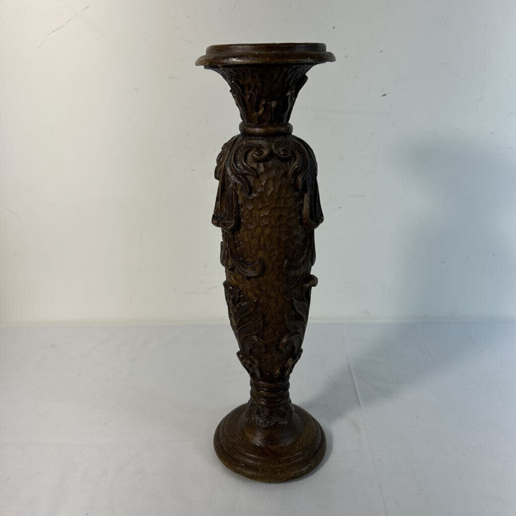 CARVED WOOD CANDLE HOLDER
