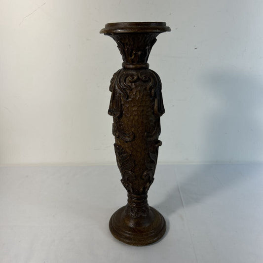 CARVED WOOD CANDLE HOLDER