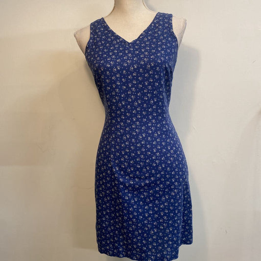 VTG TOMMY HILFIGER - NAVY FLORAL SLEEVELESS V-NECK DRESS