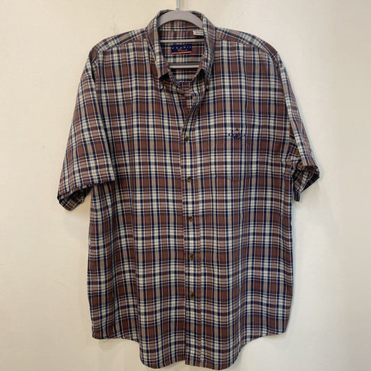 GORDIE HOWE - NAVY/GREY/MAROON PLAID S/S BUTTON-UP SHIRT