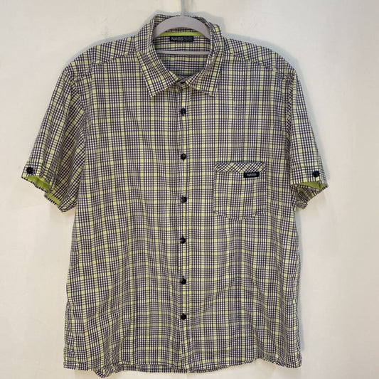 NASS - GREY/GREEN PLAID S/S BUTTON-UP SHIRT
