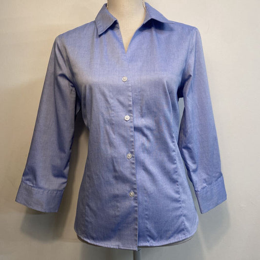 ANNE KLEIN - BLUE BUTTON-UP L/S TOP