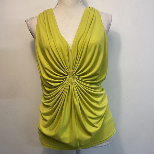 KENNETH COLE - CHARTREUSE GATHERED V-NECK TANK