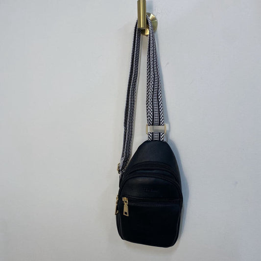 TELENA - BLACK LEATHER CROSSBODY FANNY PACK