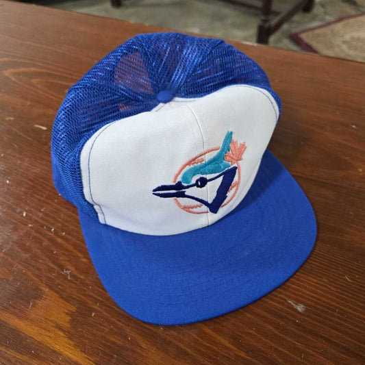 Vintage White Panel Trucker Snap Back Blue Jays Cap 1980s