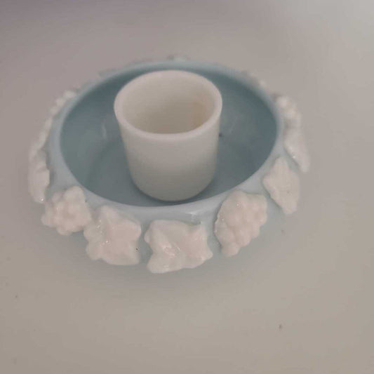 Vintage blue and white floral embossed Candleholder
