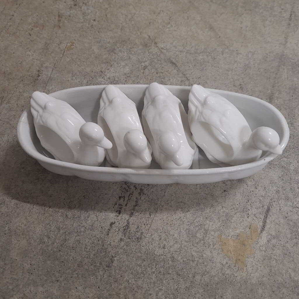 Vintage Ceramic White Duck napkin holders
