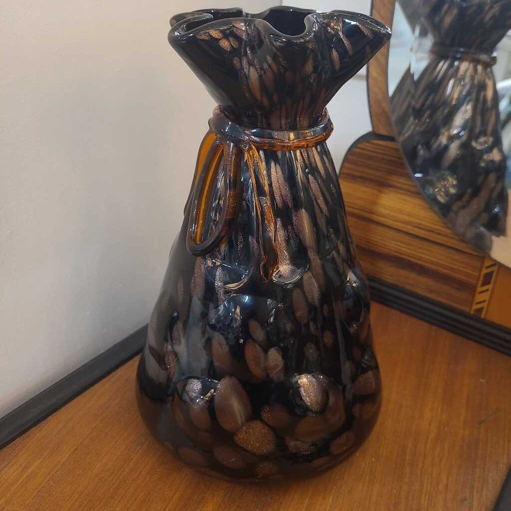 Murano Style 10" Brown Shimmer Vase