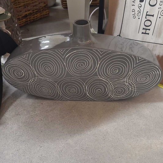 Large Grey and White Cermaic Vase