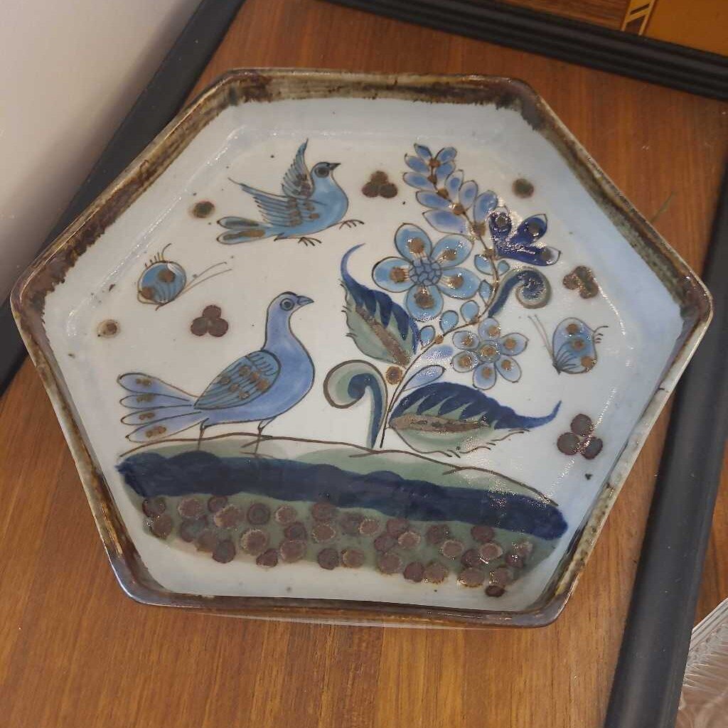 Vintage Ken Edwards Stoneware Hexagon Platter