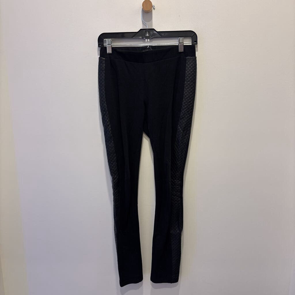 GILBERT - BLACK LEGGINGS WITH VEGAN LEATHER SIDE PANEL