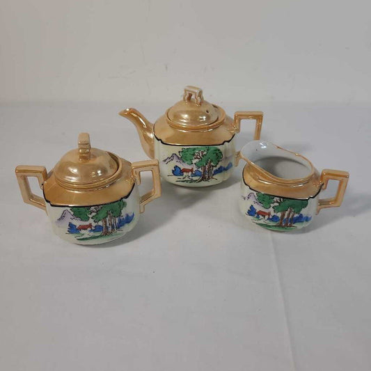 VTG 3pc NIPPON LUSTRE WARE TEA SET