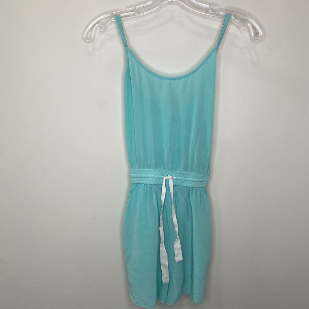 WILFRED - 100% SILK AQUA CINCHED ROMPER