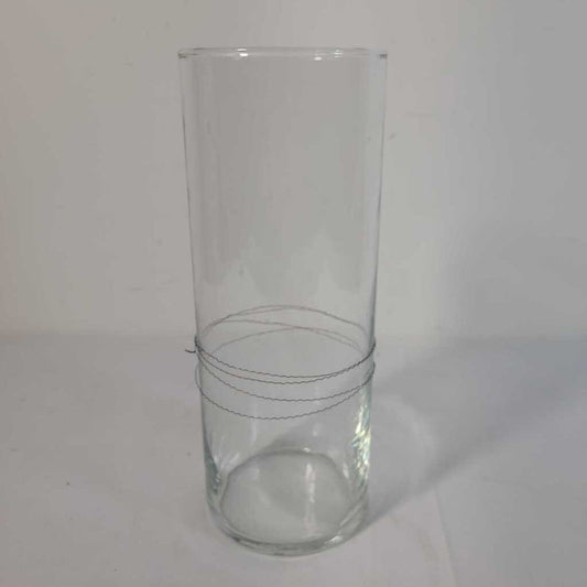 GLASS VASE W/WIRE WRAP