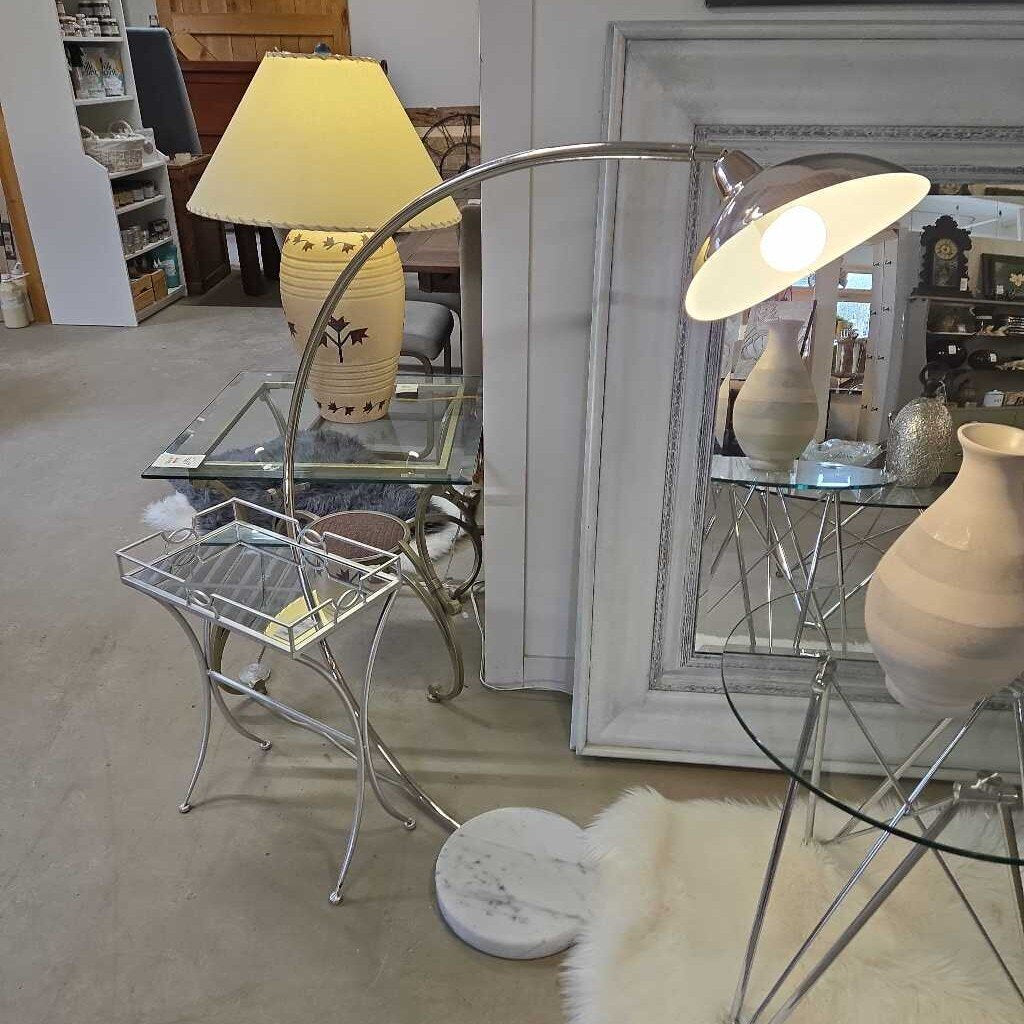 CHROME ARCH FLOOR LAMP W/ MARBLE BASE