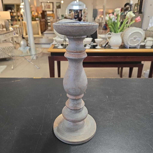 GREY WASH PILLAR CANDLE HOLDER