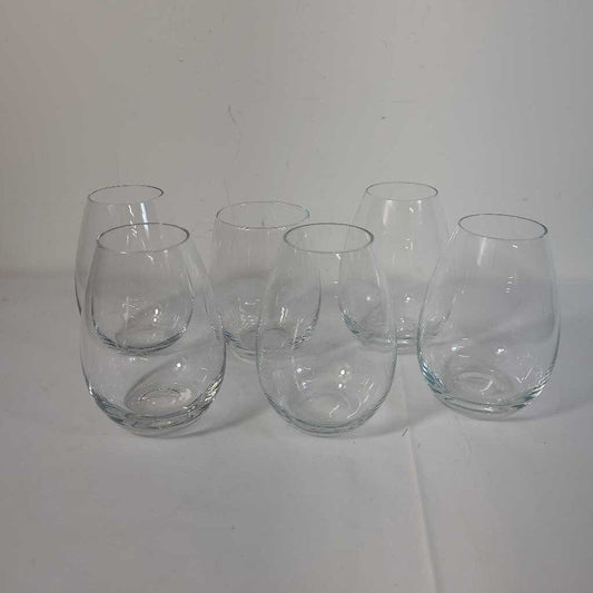 S/6 STEMLESS WHITE WINE GLASSES