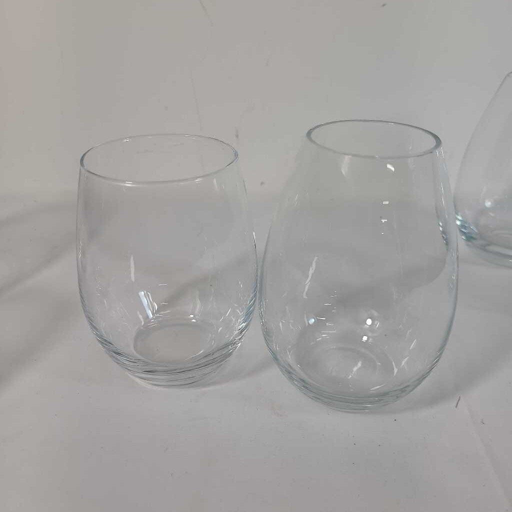 S/6 STEMLESS WHITE WINE GLASSES