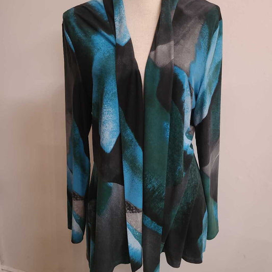 GREEN MULTI OPEN FRONT CARDIGAN