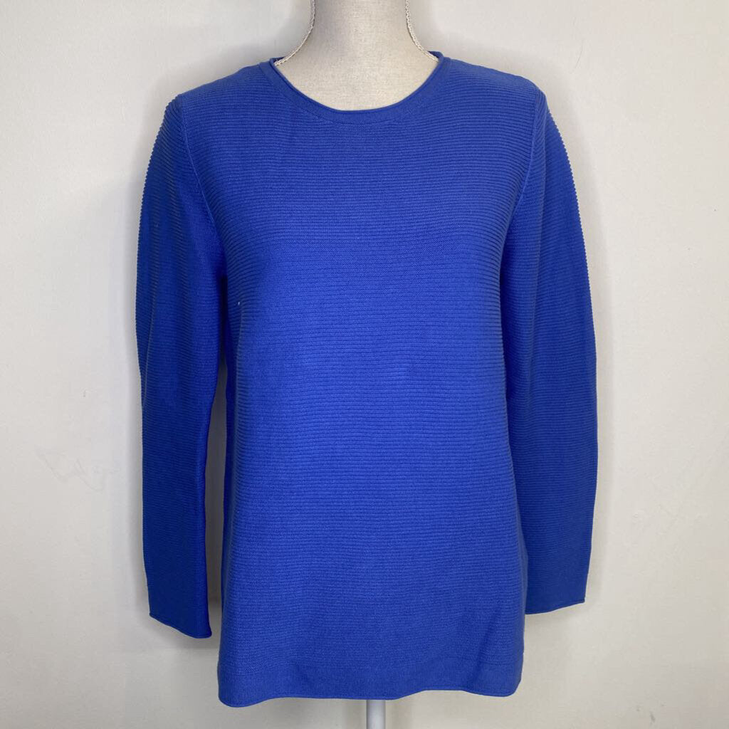 TOM TAILOR - BLUE RIBBED KNIT COTTON SWEATER