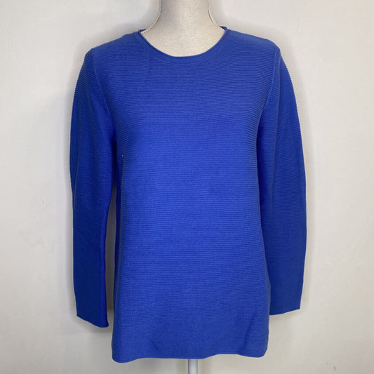 TOM TAILOR - BLUE RIBBED KNIT COTTON SWEATER