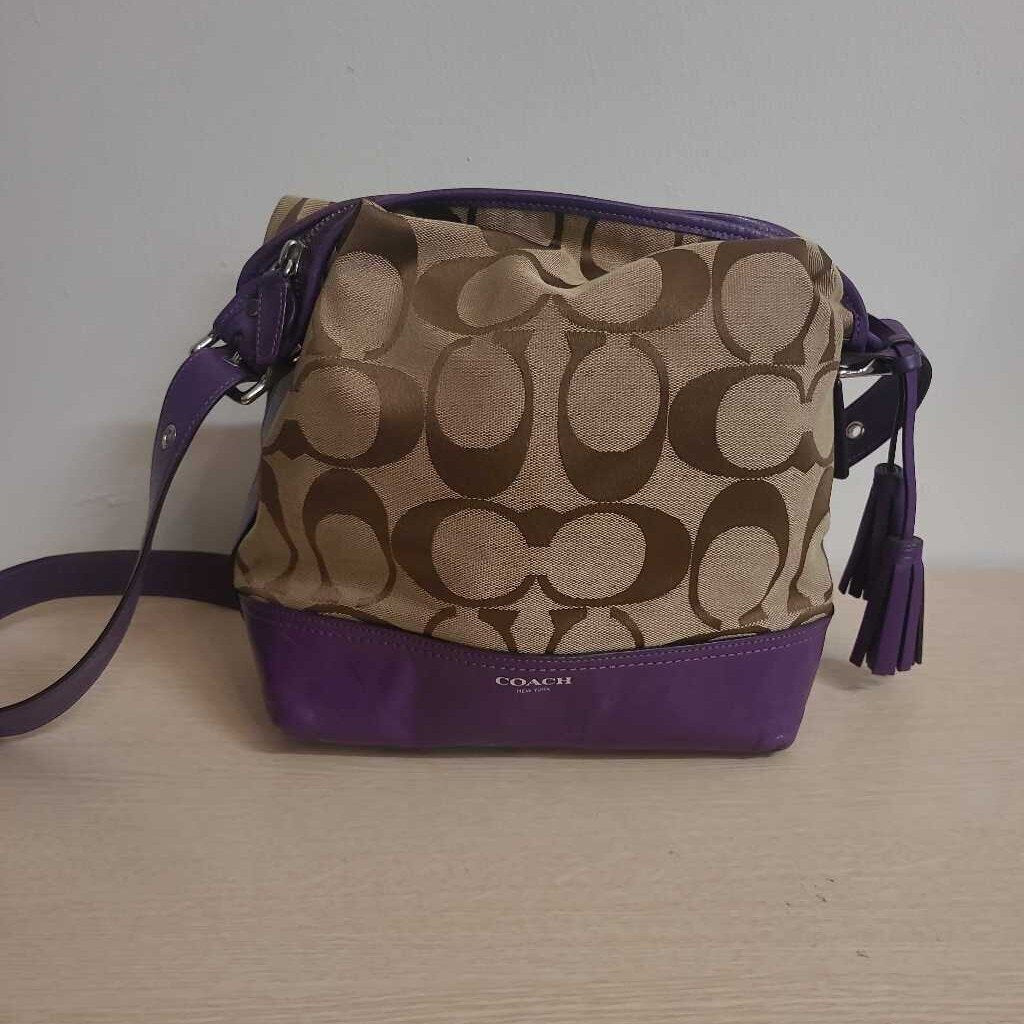 COACH SATCHEL WITH PURPLE TRIM