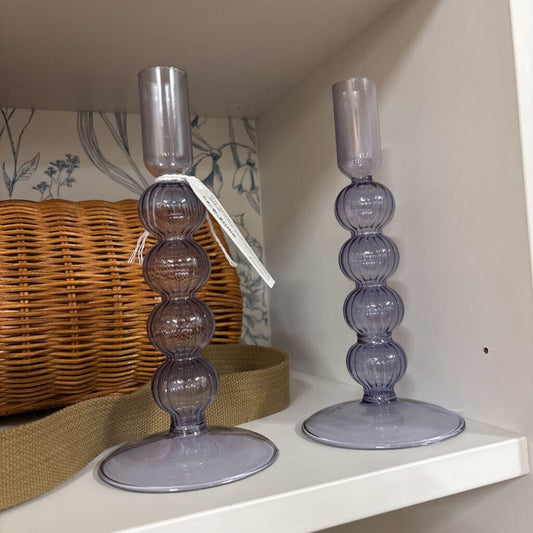 Pair of Purple glass candlesticks