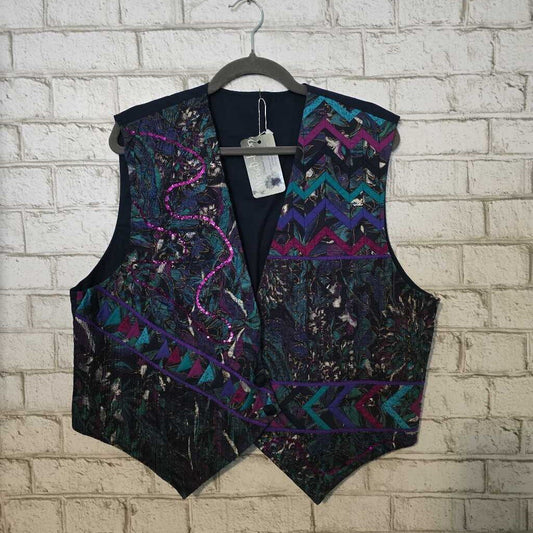 Handmade Vest Navy/Multi/Sequin